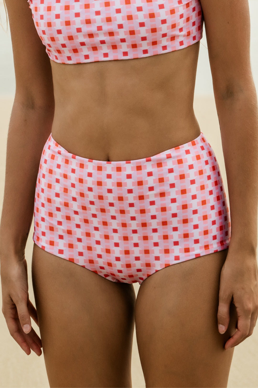 Byron High Waisted Bottom in Pink Geo Print